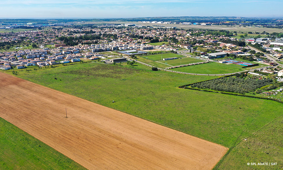 Vue drone de l'extension de la ZAC Carrière des Amoureux à Garons - avril 2026