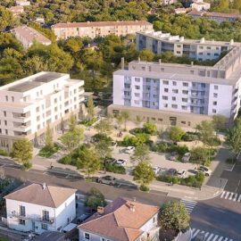 Perspective Place des Grillons au Mas de Mingue à Nimes
